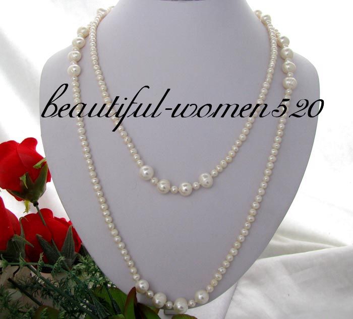Unusual 50 10mm white rice freshwater pearl necklace  
