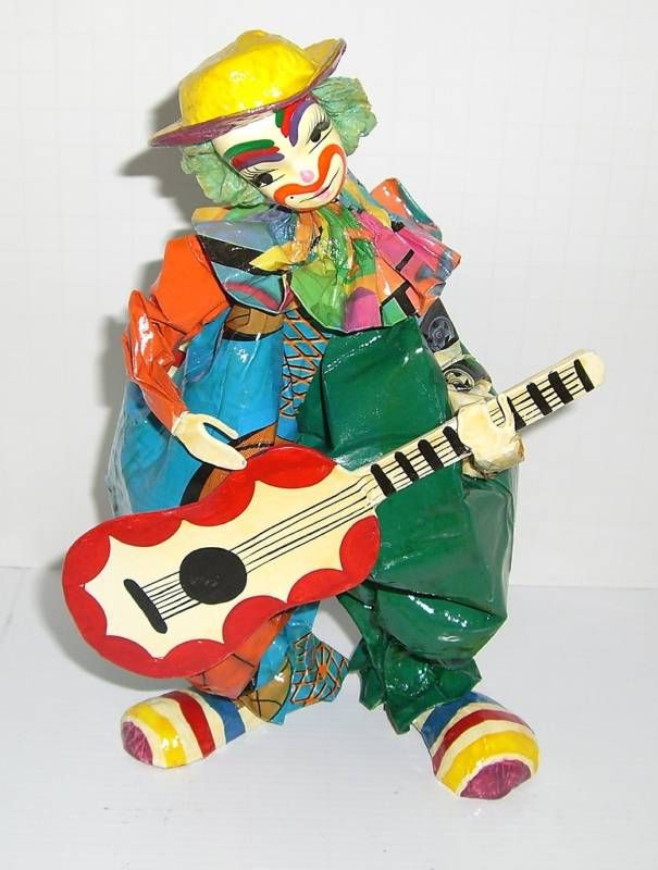 Large Hand painted Paper Mache Clown. These clowns were hand made and 
