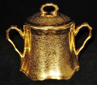 Wheeling Decorating Ranson Gold Creamer & Covered Sugar  