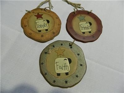 Large 3 Sheep Faith Friends Family Basket tags  