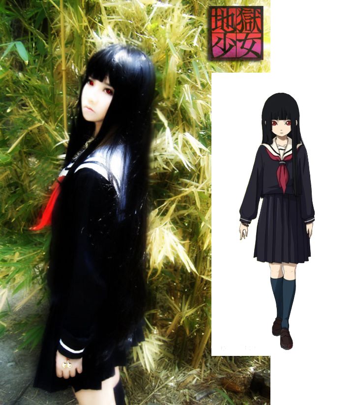 Sailor Uniform Anime Hell Girl Cosplay Costume S M L XL  