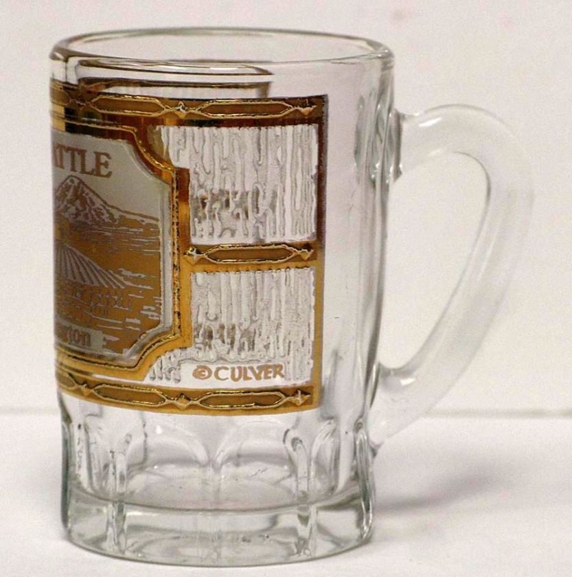   Gold Etched Mini Mug Shot Glass Seattle Souvenir Space Needle  