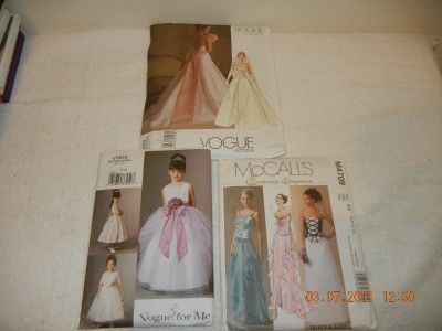 Wedding Bridesmaid Flower Girl Patterns Vogue McCalls  