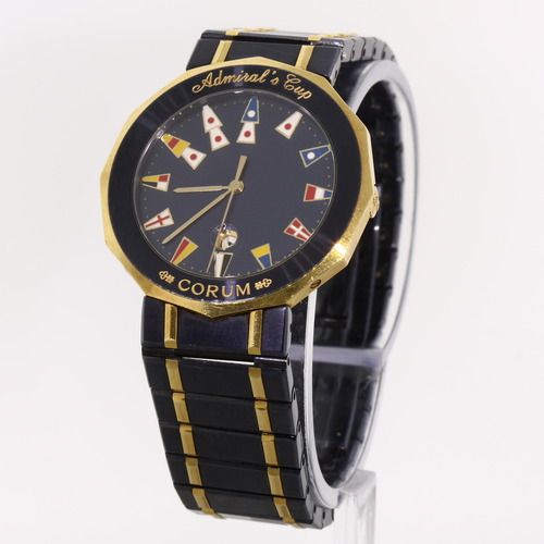 Mens Corum Admirals Cup 18K Yellow Gold Stainless Steel Vintage 