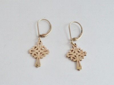 James Avery 14K Gold Adorned Cross Leverback Earrings  