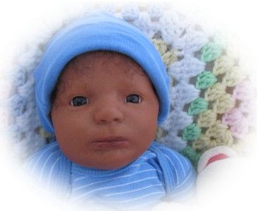   21 lifelike Ethnic Biracial AA baby boy Charles human hair OOAK DOLL