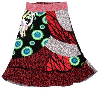 NEW $150 Desigual Floral Patchwork Printed Embroidered Skirt Medium M 