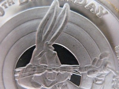 OZ.SILVER RARE ELMER FUDD CWAZY WABBIT  BUGS BUNNY 50TH ANNIVERSARY 