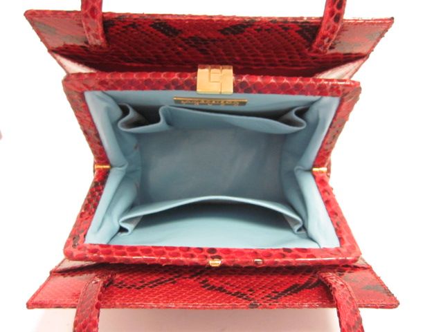 LAMBERTSON TRUEX Red Python Small Handbag  