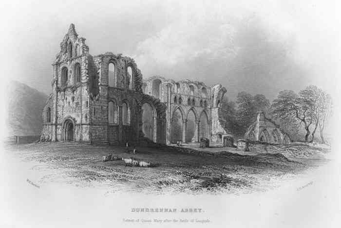 SCOTLAND Dundrennan Abbey by W.H. Bartlett. 1859  