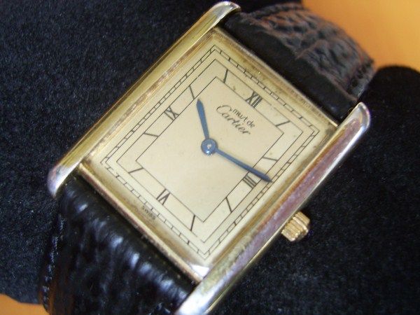   80S MUST DE CARTIER TANK VERMEIL QUARTZ CAL 81 GENTS WATCH  