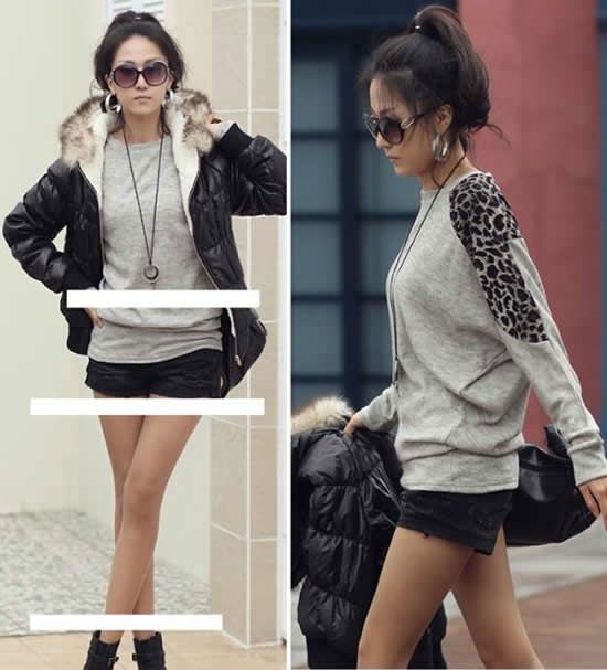 New Fashion Womens Batwing Tops Long Sleeve Casual Blouse Leopard 