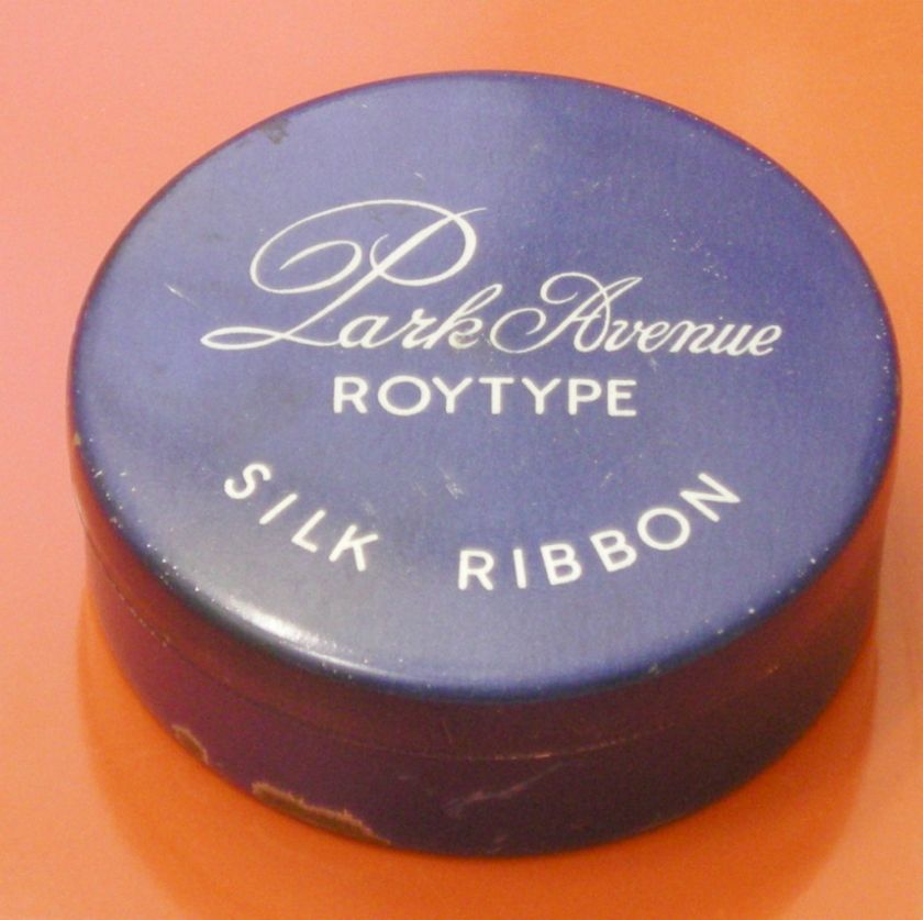 Vintage Park Avenue Roytype Silk Typewriter Ribbon Blue Round Tin 