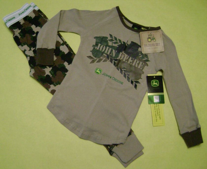 NWT John Deere Brown/Tan Camo Tractor Pajamas Size 4  