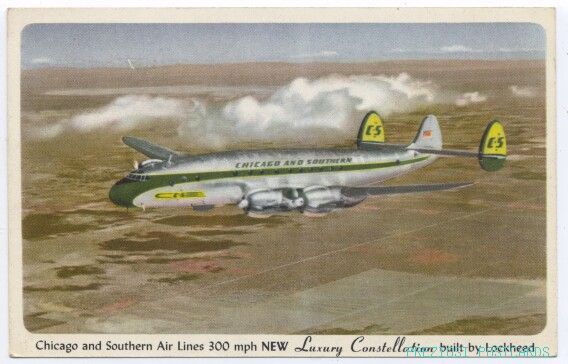 CHICAGO And SOUTHERN Airlines CONSTELLATION 1950s  