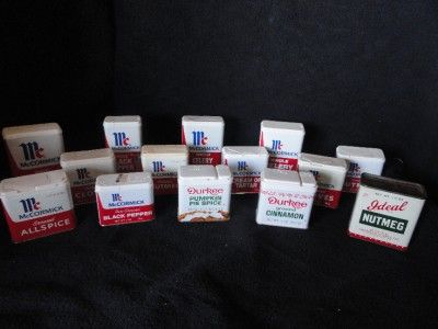 Vintage Lot 11 McCormick Ideal Durkee Spice Tins  