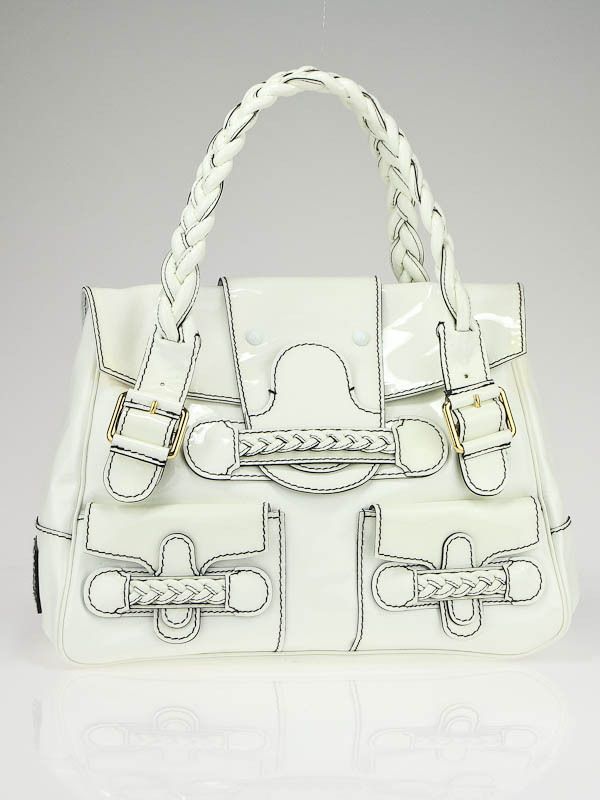 Valentino Garavani White Patent Leather Histoire Bag  