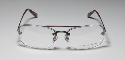 NEW JOHN VARVATOS V102 60 15 135 BROWN HALF RIM EYEGLASSES/GLASSES 