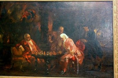   PAINTING OF CHESS PLAYERS BY FEDRERICO ANDREOTTI   