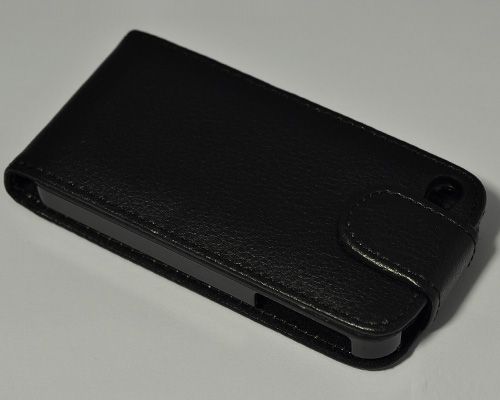 FLIP LEATHER CASE SKIN POUCH COVER FOR IPHONE 4G BLACK  