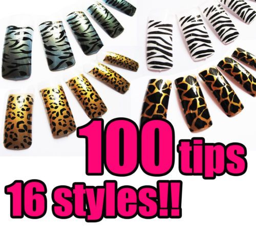 100 Animal Prints False French Nail Art Tips 16 Designs  