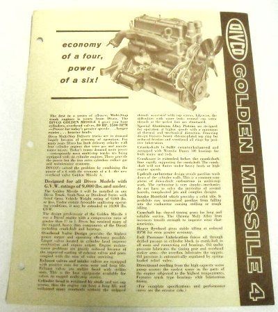 Divco c. 1960   1961 Golden Missile 4 Engine Brochure  