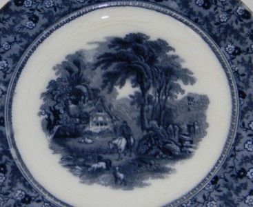 ART NOUVEAU FLOW BLUE PLATE MALVERN PATTERN c1914 1#e  