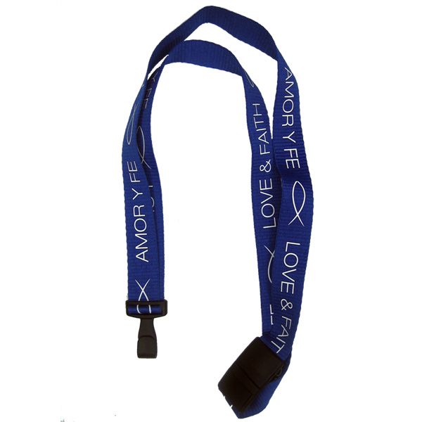 Blue Breakaway Love and Faith Christian Lanyard  