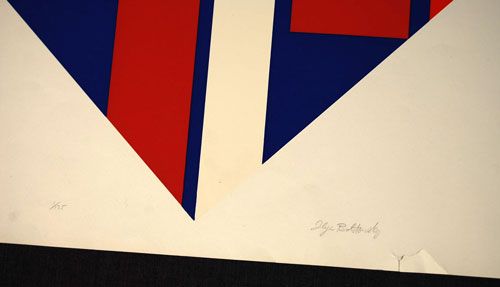 Ilya Bolotowsky BLUE RED DIAMOND Geometric Art  