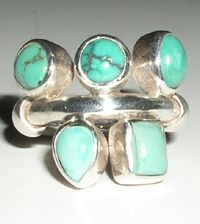 Green Turquoise 925 Sterling Silver Ring Size 5.5 New  