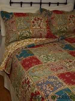 OLD WORLD PATCHWORK LK OVERSIZE KING QUILT COVERLET SET / COTTON 