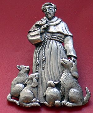 ST. FRANCIS OF ASSISI PEWTER BROOCH JONETTE ORIGINAL  