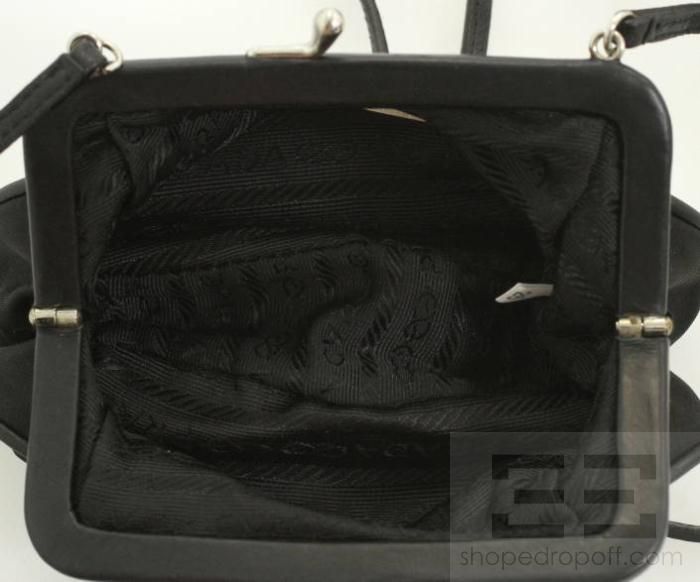 Prada Black Tessuto Nylon & Leather Frame Crossbody Pouch  