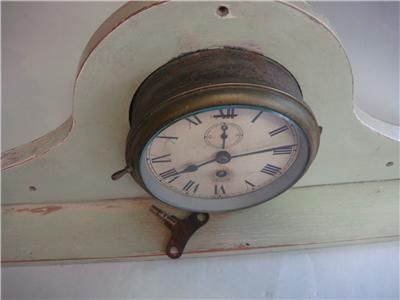 Antique Smiths Astral Brass Ship Clock on Wood Bracket English C.1920 