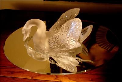 Lalique Large Swan Head Down with Mirror  