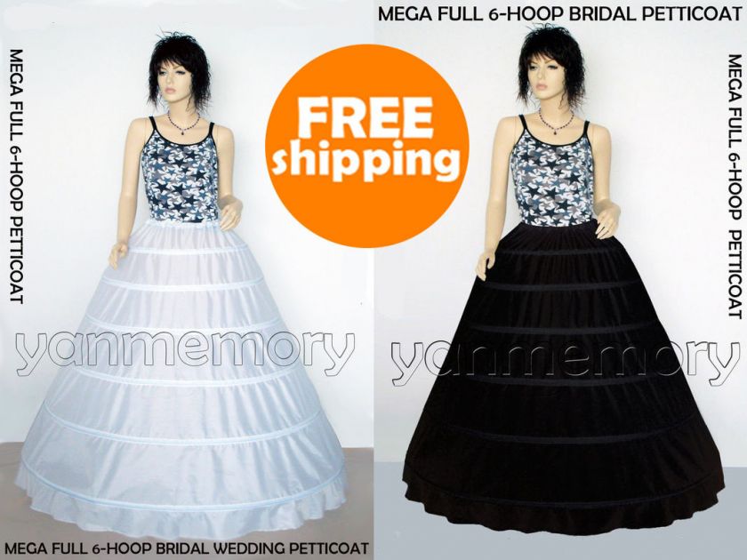 MEGA FULL 6 BONE HOOP SKIRT SLIP CRINOLINE PETTICOAT  