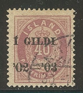 ICELAND #66 (42) 40aur I GILDI, used, VF, Scott $110.00  