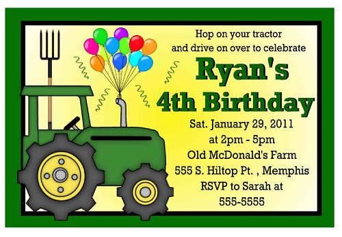 FARM TRACTOR BIRTHDAY INVITATIONS ~ DIGITAL  