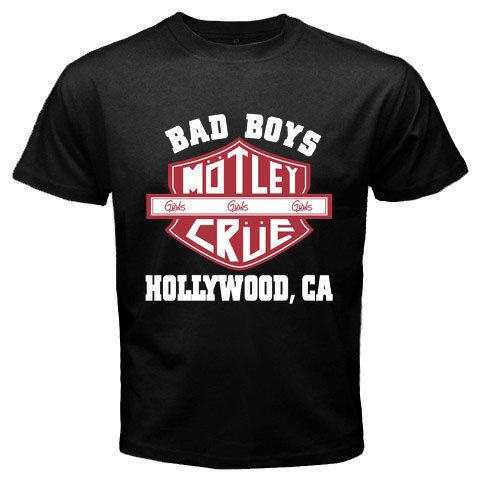 New MOTLEY CRUE Metal Rock Band BAD BOY Mens Black T Shirt Size S 