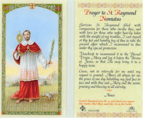 Prayer to St Saint Raymond Nonnatus Holy Card Has Compassion HC78 