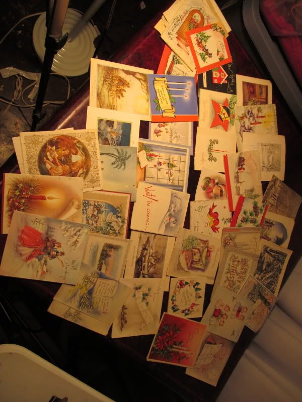 120 VINTAGE CHRISTMAS GREETING CARD COLLECTION USED 1940S AND MORE 