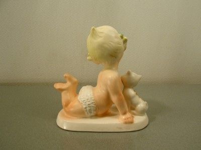   NAPCO/NAPCOWARE #C 6064 BABY GIRL w/ KITTEN CAT CUTE Ceramic Figurine