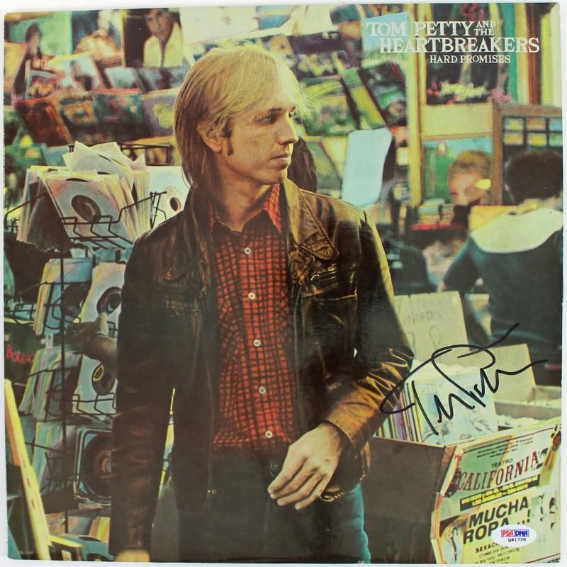 TOM PETTY HARD PROMISES SIGNED ALBUM COVER W/ VINYL PSA/DNA #Q41728 