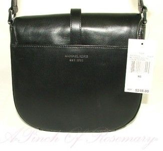 Michael Kors Tilda Medium Leather Saddle Bag Purse Black 885949336904 