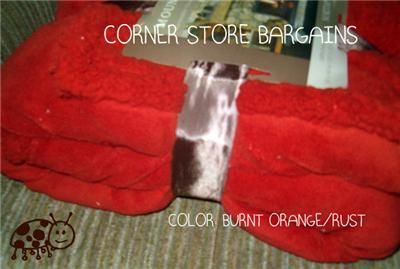 Burnt Orange SHERPA MICRO MINK Reversible Throw 50x60 NEW RUST  