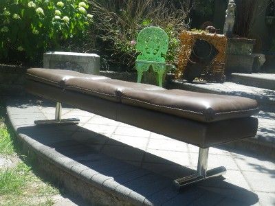 MILO BAUGHMAN 3 SEATER THICK CHROME BENCH MID CENTURY  