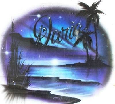 Personalized Airbrush Beach Scene T shirt, w/ YOUR Name  