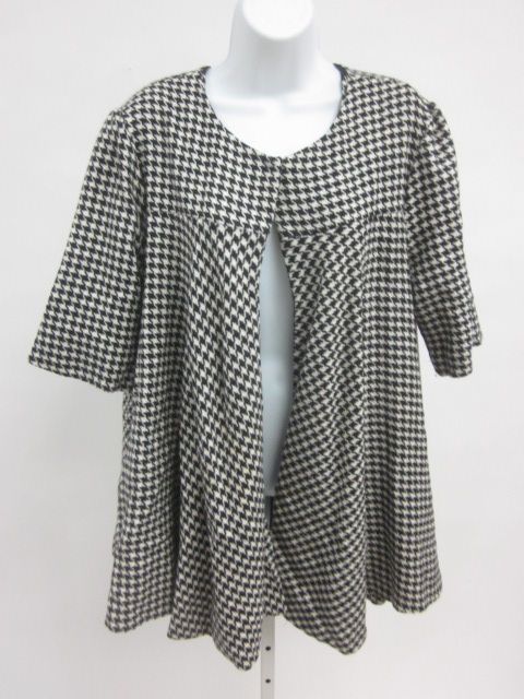 MISS DAVENPORTE Blk Wht Houndstooth Wool Cape Jacket 6  