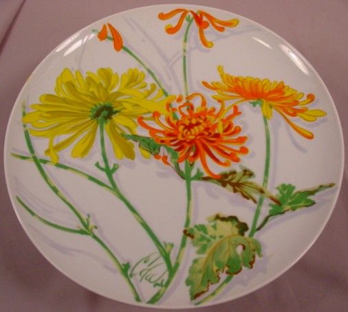 Footed Cake Plate in the Chrysanthemum pattern by Seymour Mann  