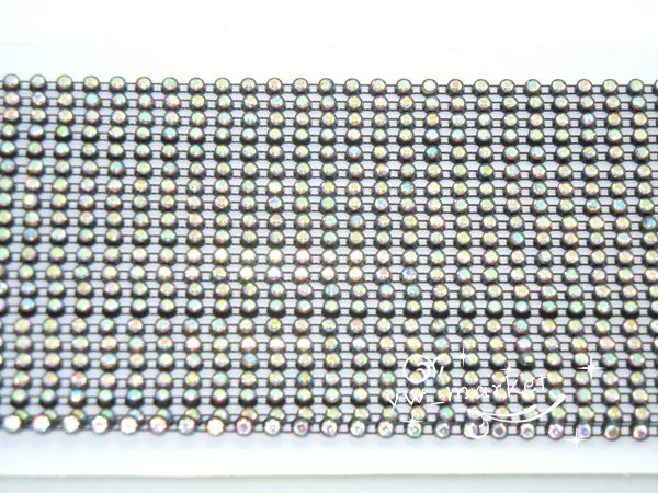 3mm B Grade AB Rhinestone Banding White/Black Setting  